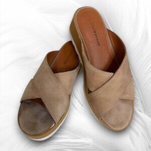 Lucky Brand Suede Platform Slides Size: 7.5